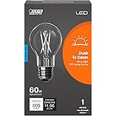 Feit Electric LED Built-in Dusk to Dawn Sensor Intellibulb - Clear Filament A19 with an E26 Medium Base Light Bulb - 60W Equi