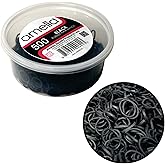 Amelia Beauty 500 Count Small Rubber Bands for Hair &ndash; &frac12;" Black- Made in USA - Recloseable Container - Mini Hair Elastics for Braids, Ponytails, Cornrows &amp; Twists &ndash; Strong Hold Ponytail Holders