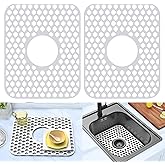BEHOK 2 Pack Silicone Sink Protectors for Kitchen Sink Bathroom Sink 13.58"x 11.6" Sink Mat, Non-Slip and Durable Sink Protec