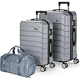 ExoRoute Luggage Sets 3 Piece Lightweight Durable Hardshell Suitcase (Grey) | Carry On Luggage 20in Suitcase Set With Travel Bag 360&deg; Spinner Wheels, TSA-approved Lock, Checked Family Travel 26/20/ In