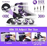 Nattork Adjustable Inline Skates for Girls Purple Size 1-8 Light Up 8 Wheels view 4