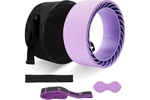 Aukivon Yoga Wheel for Back Pain Holds Up to 880 lbs, Yoga Roller Set with Backpack, Includes 4 Pcs of Yoga Gear, Extra Cushion Wider More Stable Base, Relieves Sore Muscles and Stretches Your Back.