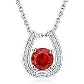 CAIDIKA Sterling Silver Birthstone Horseshoe Necklace for Women Good Luck Pendant Necklace Jewelry for Birthday Wedding(with Gift Box)