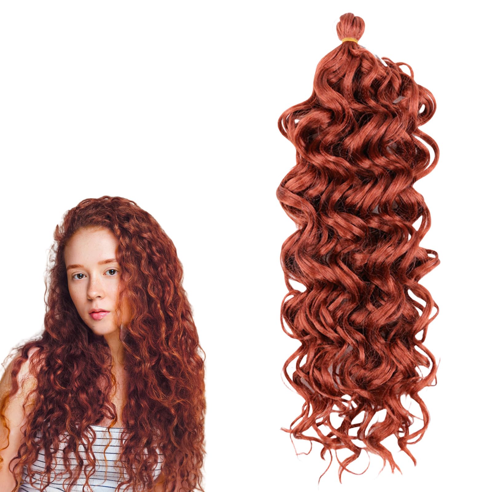 Curly Hair Extension Crochet Hair Extensions Fluffy Wave Hairpieces for Black Women Synthetic Hairpiece Red 1124