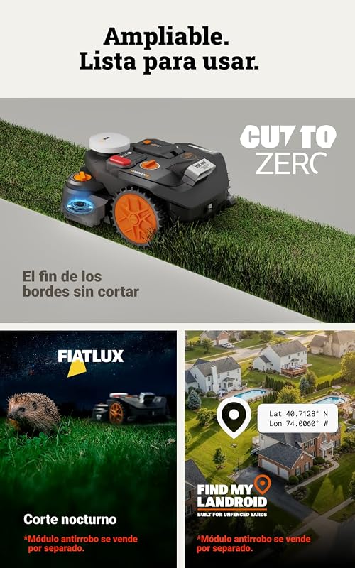 Landroid Vision Cloud WR306E 2WD Robot Cortacésped, Sin Cable Perimetral, hasta 500 m², Evitación de Obstáculos con IA, Navegación VSLAM + RTK Cloud, Mapeo Automático, Control por App