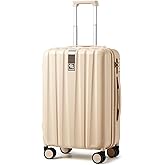 Hanke 20 Inch Carry On Luggage 22x14x9 Airline Approved Lightweight PC Hard Shell Suitcases with Wheels Travel Luggage Rolling Suitcase Travel Luggage Bag for Weekender(Cuba Sand)