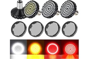 AEEAST 1157 LED Turn Signals, 81 LED Front Rear Blinkers Combo Bulbs 2" Bullet Housing w/4 Smoked Lenses Compatible with Harley Davidson Sportster Street Glide Road Glide Electra Glide Dyna