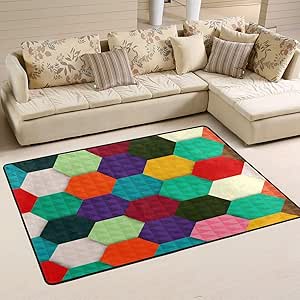 ALINLO - Alfombra hexagonal de colores con patrón de colores para