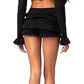 MOBJVIY Women Casual Knitted Shorts Y2k Trendy Ruffled Layered Frilly Shorts Bottoms Bloomers Streetwear