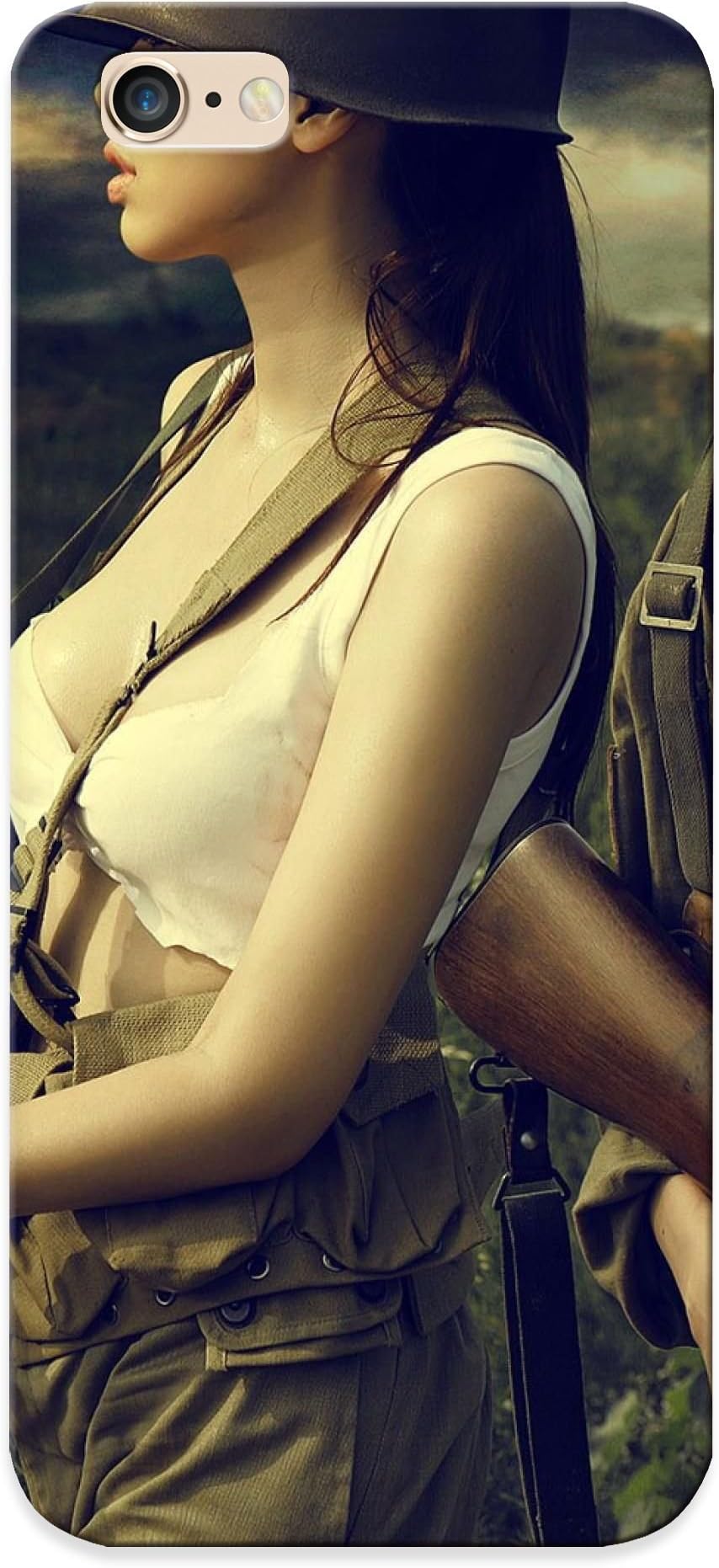 New Cute Funny Fy War Asian Oriental Weapons Guns Machine Mech Assault Rrifle Women Models Actress Sexy Babes Bale War Cleavage Case Cover/ Iphone 6 Plus Case Cover For Lovers