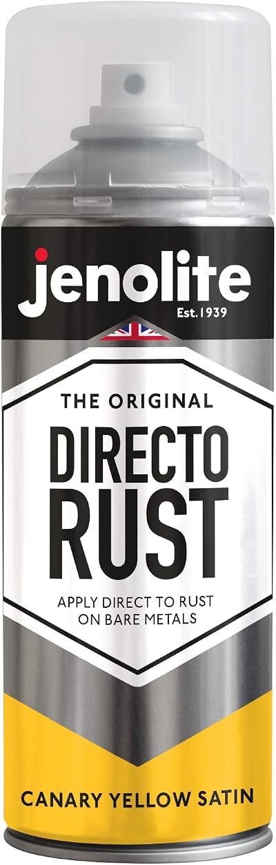 Jenolite Directorust Spray Paint Satin Canary Yellow 400ml Multi-Surface
