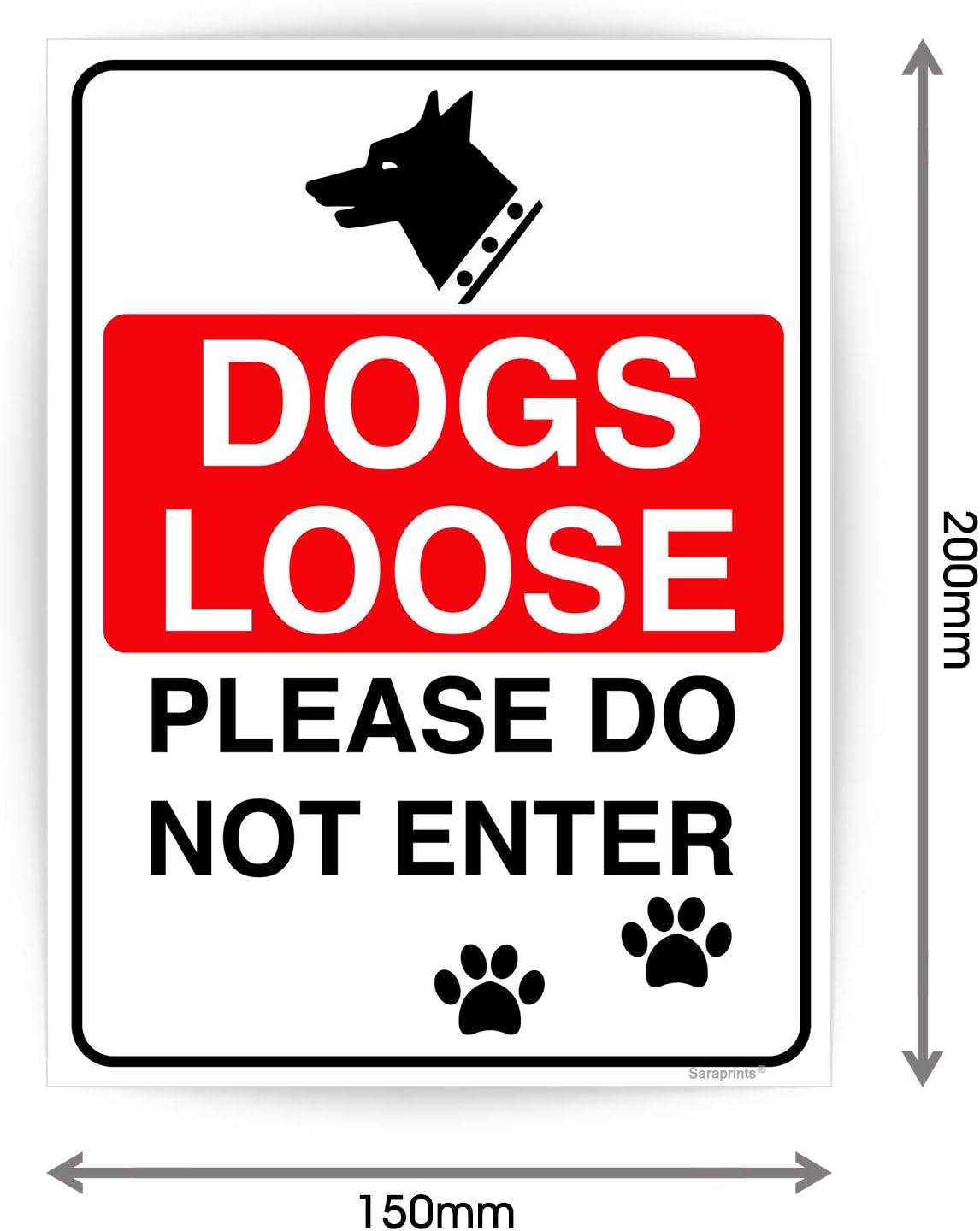 Pack of 2 Do Not Enter Dog Loose Sign Self adhesive Waterproof Vinyl Beware the Dog Sign 150mmx200mm V1140 - Image 4