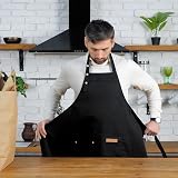 WenYa 2 Pack Kitchen Apron for Women Unisex Adjustable with Pockets Black view 5