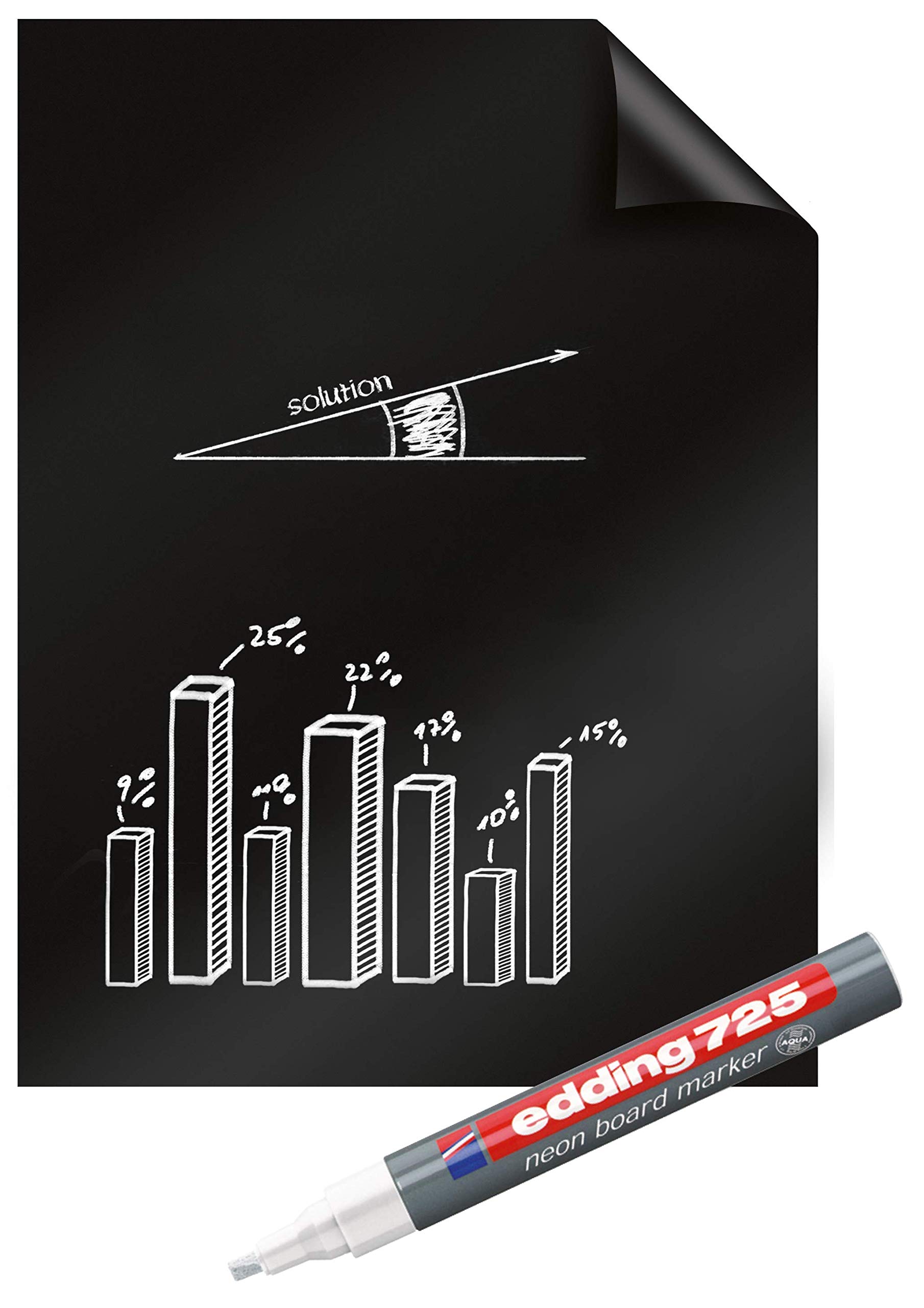 Legamaster Magic-Chart Blackboard foil - static self-adhesive - matt black - 80x60cm - incl. 1 chalk marker - 25 foil sheets on a roll