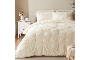 Anluoer King Comforter Set -Pintuck Down Alternative Comforter with 2 Pillow Shams, Soft King Size Bedding Comforter Sets Lightweight All Season (Cream/Ivory,102x90 inches, 3 Pieces)
