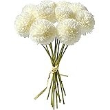 Mandy's 10pcs Milk White Flowers Artificial Chrysanthemum Ball Silk Flowers Silk Flowers 12" for Home Kitchen Wedding Decorat