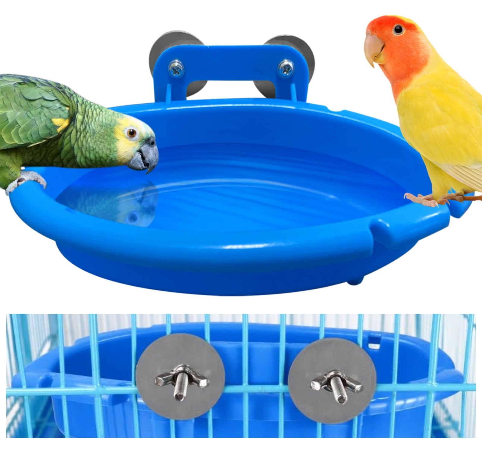 cakefly Bird Bath for Cage Bird Water Bowl Budgie Bath Tub Bird Food Feeder Shower Tray Parrots Bathing Tubs Budgie Toys Accessories for Small Birds Parakeet Canary Lovebirds Finch (Bath Tub)
