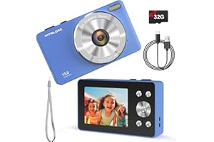 VITALUXE 4K Digital Camera, Camera for Kids Real 13MP Point and Shoot Digital Cameras with 32GB SD Card 16X Zoom, 2.83'' Portable Vintage Small Camera for Teens Kids Boys Girls Gift Blue