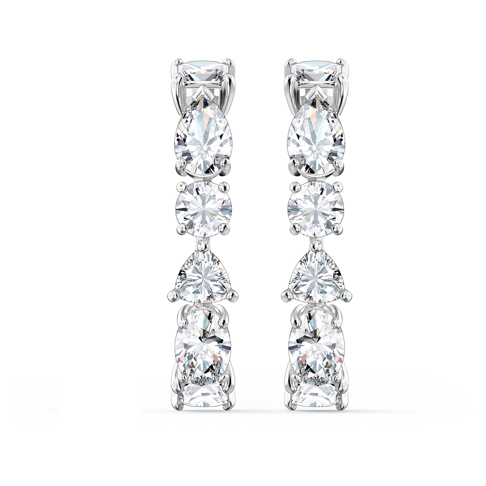 Swarovski Tennis Deluxe ear cuffs, Mixed cuts, White, Rhodium plated