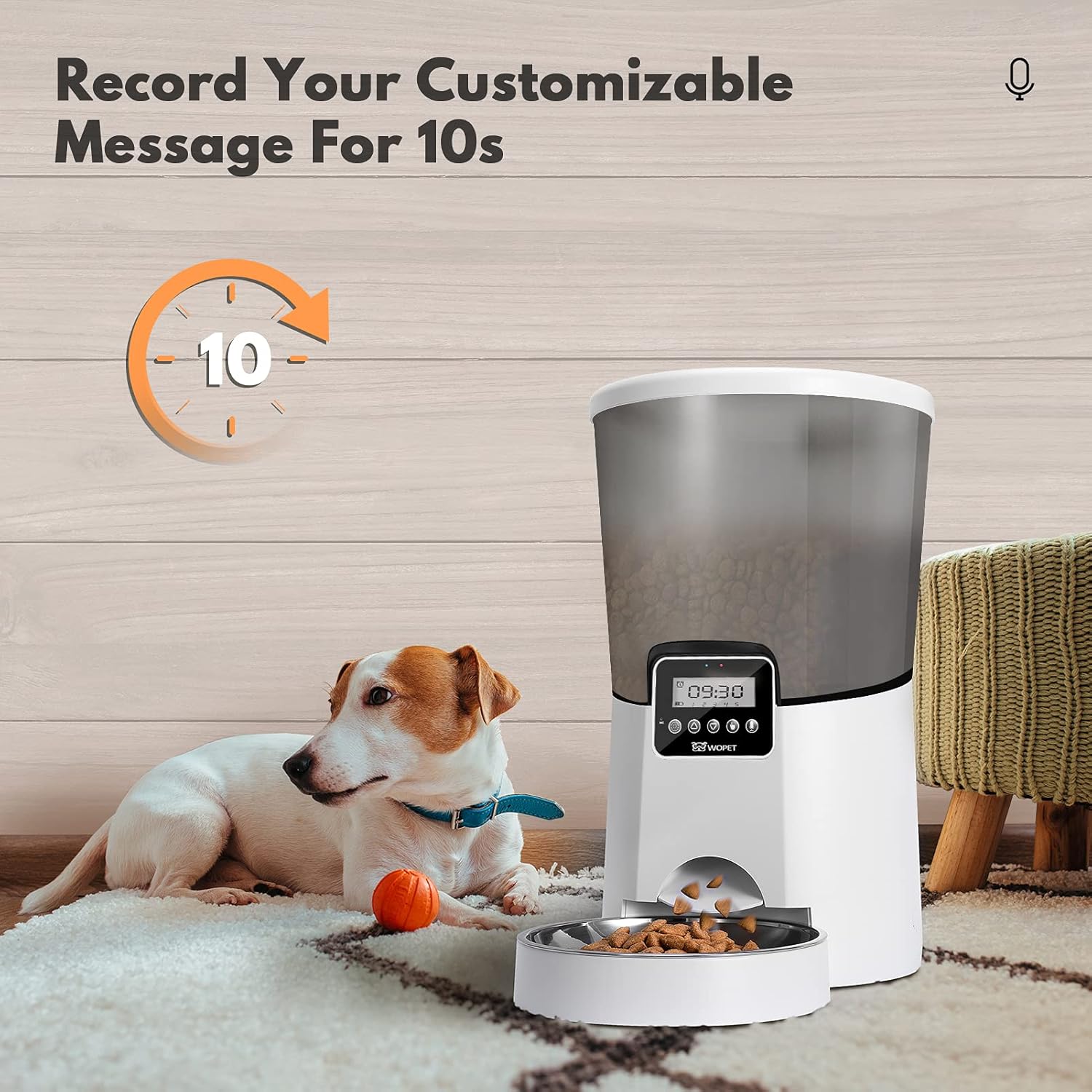 Kitchen & Dining : WOPET Automatic Cat Feeder, 236oz/7L Dog Feeder Pet Food Dispenser with Programmable Timer, Portion Control 1-4 Meals Per Day, Voice Recorder & Dual Power Supply for Cats Dogs (7L) : 