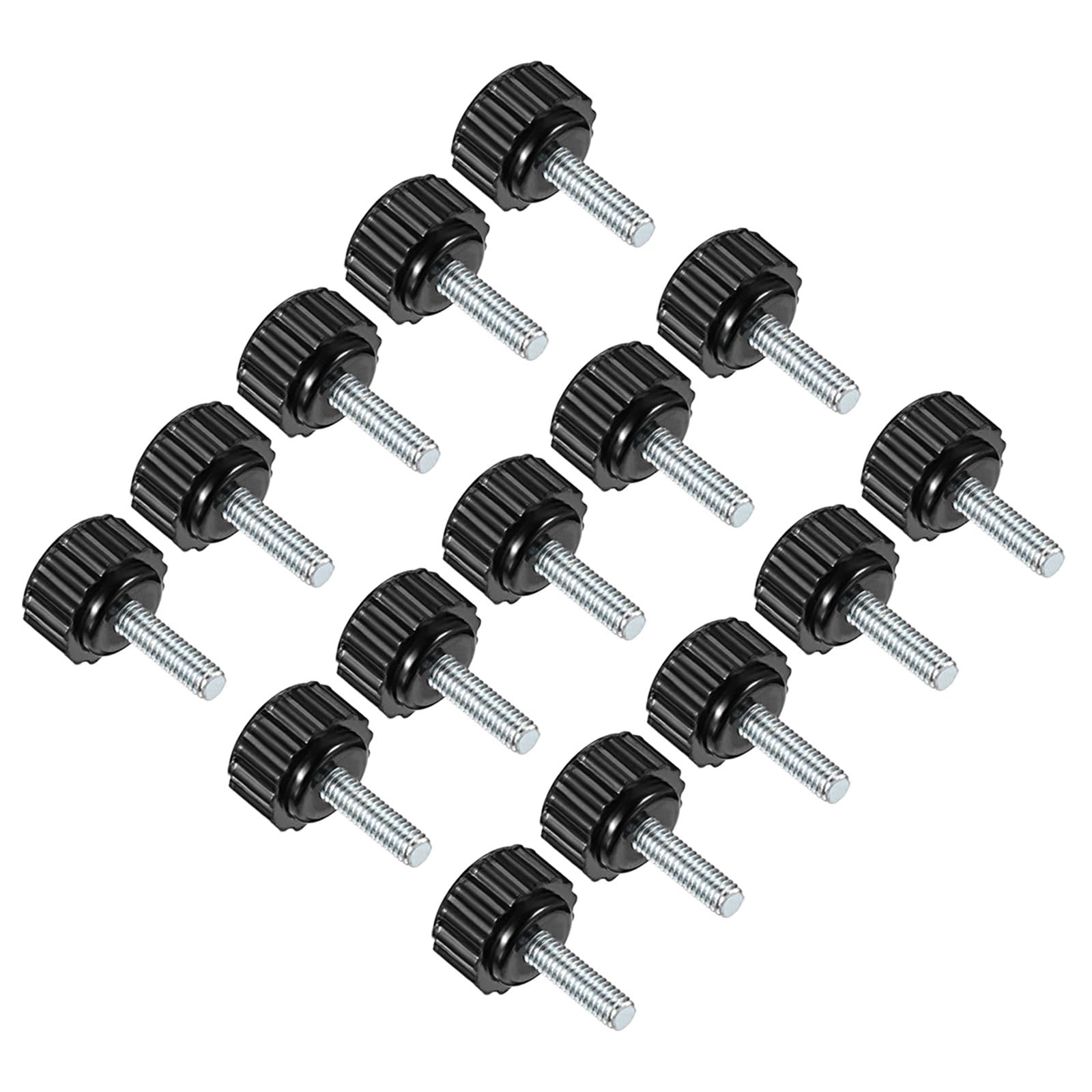 CoCud Knurled Clamping Knobs, M4 x 16mm Male Thread 16mm Head, Thermoset Plastic Thumb Screw Grip Bolt Knobs Black - (Applications: for Lathe Machinery), 15-Pieces