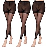 WAKUNA 3 pairs 20D Women's Sheer Footless Tights,Sheer Legging and Dance Compression Pantyhose for women S-XL