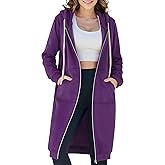 Ablanczoom Womens Long Zip Up Hoodies Comfortable Fleece Fashion Sweatshirts 2026 Casual Jackets with Pockets