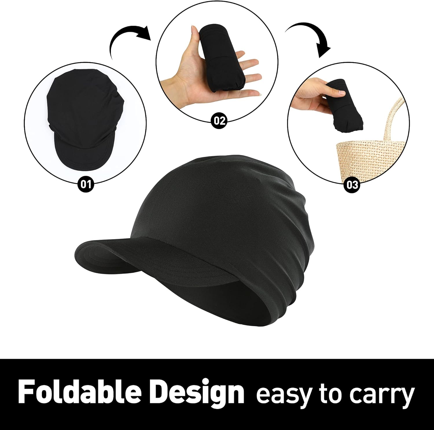 Arcweg Cycling Caps Biking Hat Uv-Protection Sweat Absorbent Cycling Hat Under Helmet Foldable Bicycle Helmet Liner Cap Golf Skull Cap for Men & Women Black: Clothing