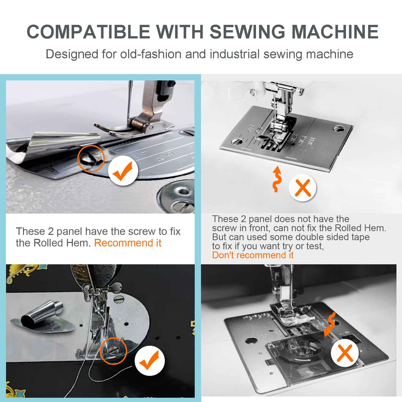 8Pcs Sewing Rolled Hemmer Foot, 3-10mm Rolled Hem Presser Foot Set for Sewing Machine Accessories, Curved Scroll Hemmer Upgrade Presser Feet Sewing Supplies for Home Industrial