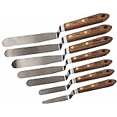 Albion Engineering 1258-G01 7-Piece Classic Offset Caulk Tooling Spatula Set, Stainless Steel with Hardwood Handle