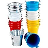 NWFashion 24PCS Mini 2 INCH Metal Tin Buckets Pails for Party Favor, Succulent Planting