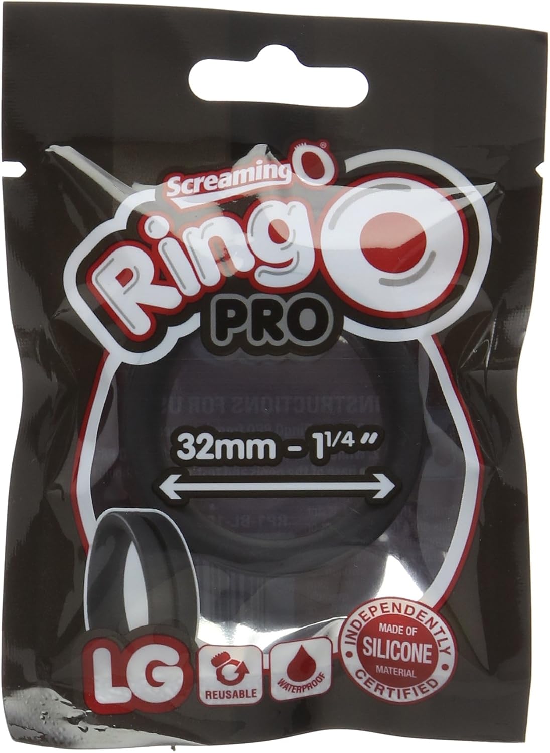 Screaming O, 32 mm Ringo Pro LG, Black, 1 Count