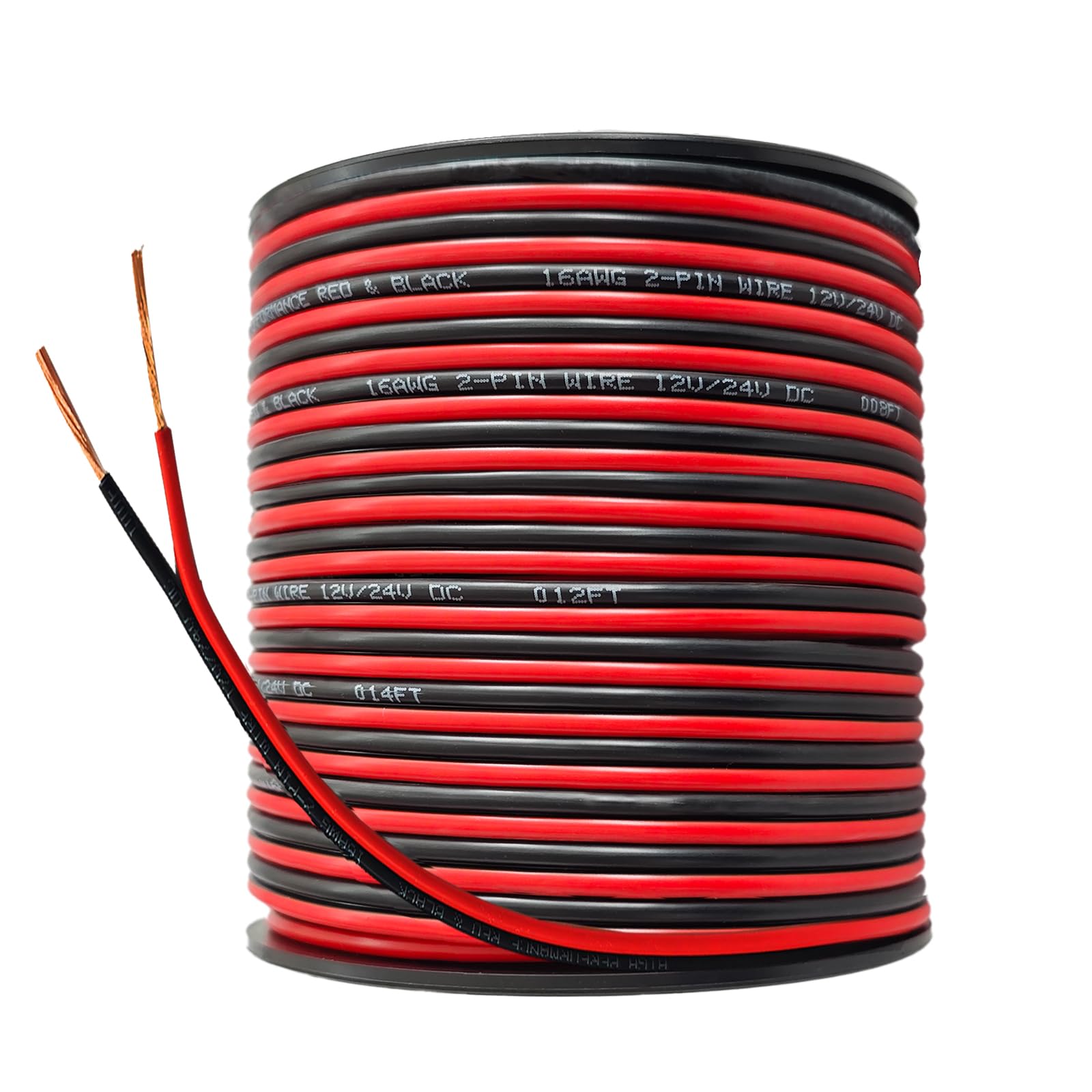 Photo 1 of 16Gauge 50FT Red Black Cable Hookup Electrical Wire 2 Conductors LED Strips Extension Wire 12V/24V DC Cable, 16AWG Flexible Wire Extension Cord (16AWG, 50FT)