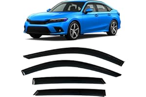 OLLTOZ 2022-2026 Tape-On Rain Guards for Honda Civic Sedan Side Window Visor Deflectors Lx Ex Si Hpt Sport Touring Durable Vent Shades 2023 2024 2025