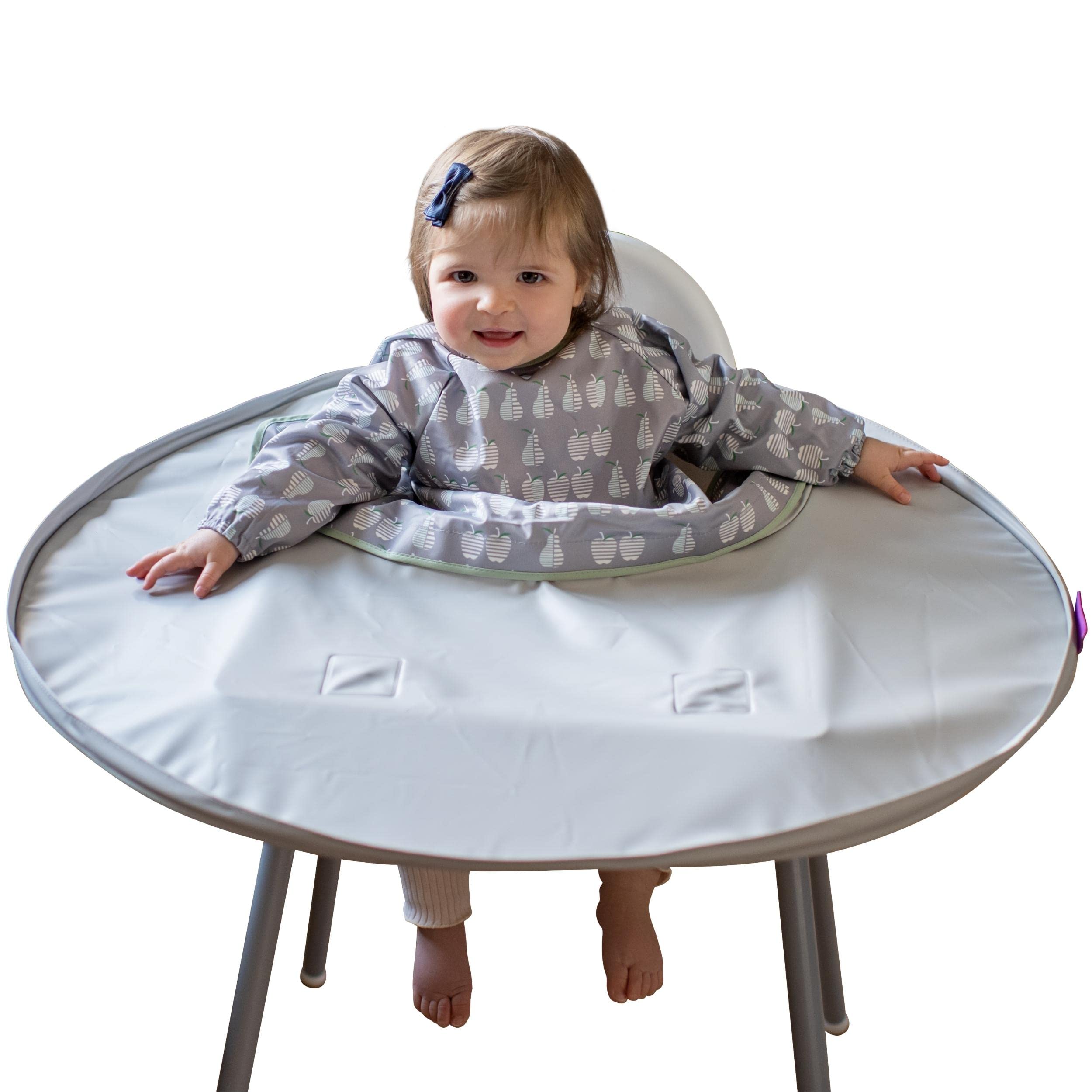 Tidy Tot Weaning Bib & Tray Kit. Weaning Set Attaches to Highchair for Mess Proof Baby Feeding. Essential Baby Led Weaning Bib BLW. Waterproof Long Sleeve Bibs Set for Babies 6-24 months