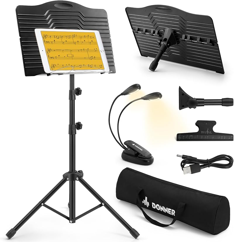Donner Sheet Music Stand Foldable with Light Kit Carry Bag DMS-1