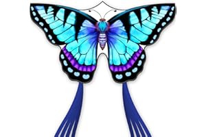 Doinfly Kite-Butterfly Kites for Kids and Adults, Easy to Fly for Beginner, Durable and Eye- Catching Design, Beach Kites for Family Trip ＆ Outdoor Games and Activities （Blue）
