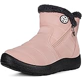 Eagsouni Snow Boots Womens Winter Ankle Boots Ladies Warm Fur Lined Booties Thickening Shoes Zip Flat Sneakers Outdoor Booties