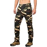 Zeetoo Cargo Pants for Men, Camo Cargo Pants Relaxed Fit Cotton Casual Military Work Pants with 8 Pockets