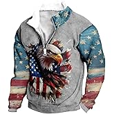 domirica Aztec Ethnic Hoodies For Men Tribe Graphic 1/4 Zip Collared Pullover Vintage Big and Tall Casual Sweatshirts