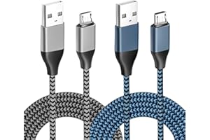 SISSFO 15FT Charger for PS4 Controller Charging Cable 2PCS Nylon Braided Micro USB 2.0 High Speed Data Sync Cord for Xbox One S/X, Playstation 4, PS4 Slim/Pro Controller Charger and Play Cord