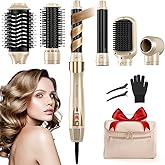 6 in 1 Hair Dryer Brush, 110,000 RPM High-Speed Blow Dryer Brush, No Heat Damage Hair Styler Auto Curler for Fast Drying, Curling, Volumizing, Straightening with Travel Bag