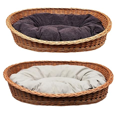 GalaDis Großer Hundekorb/Hundebett/Hundesofa aus Weide mit weichem Hundekissen für mittelgroße und große Hunde ca. 100 cm