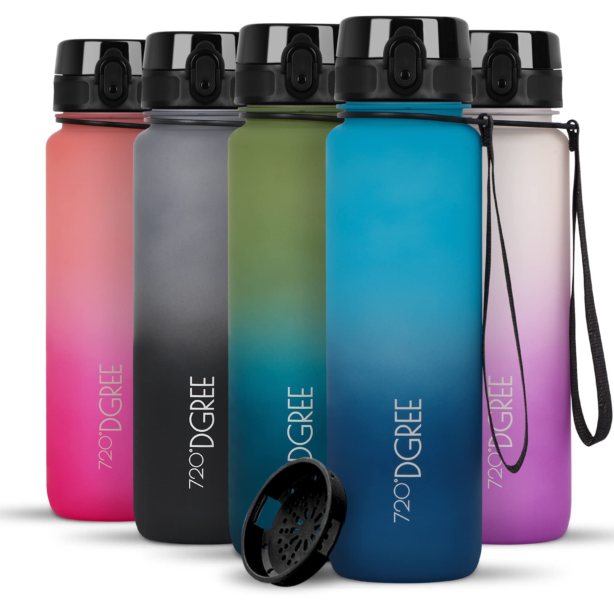 720°DGREE Water Bottle “uberBottle“ +Sieve - 1l Multicolour - BPA-Free Tritan, Leakproof, Reusable Drinking Bottle - Sports Bottle for Gym, Fitness, Kids, Bike, Travel, School, Office — image 1
