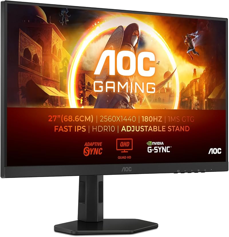 AOC Q27G4XF 27 inch QHD Gaming Monitor 180Hz Fast IPS HDR10 G-Sync