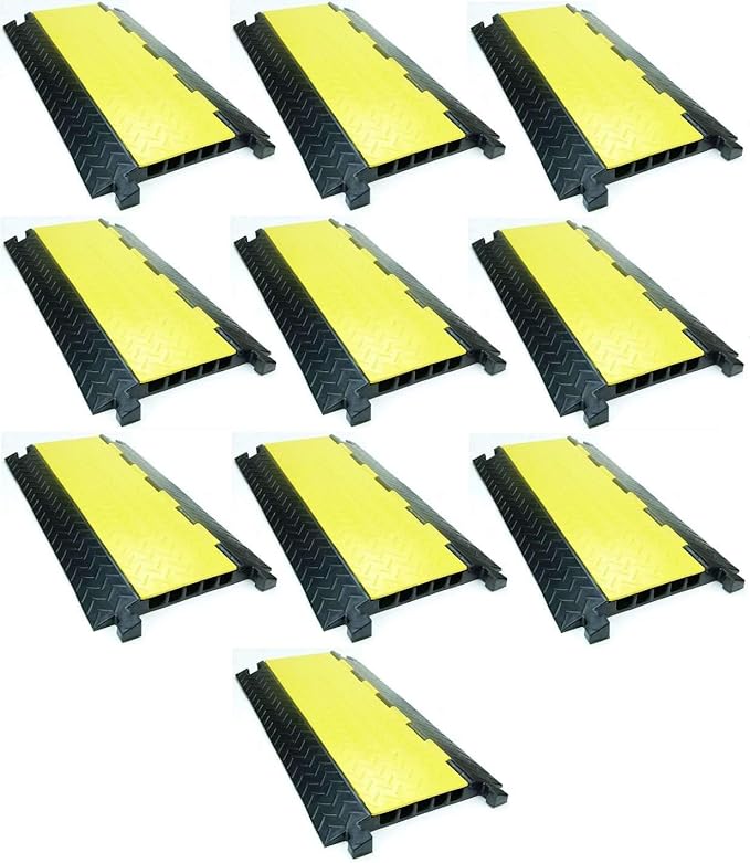 5 Kanal Kabelbrücke / Kabelschutz / 80 x 45 x 5,0 cm für PKW & LKW Überfahr-Rampe (10 Stück)