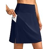 SANTINY 18" Skorts for Women 3 Pockets High Waist Long Athletic Tennis Skirt Golf Skort for Casual Summer Travel