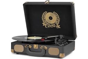 MERSOCO Vinyl Record Player Bluetooth Turntable 3-Speed Suitcase Portable Vintage Belt-Driven Record Player with Built-in Speakers RCA Line Out AUX in Headphone Jack LP Recording to Convert Records to MP3