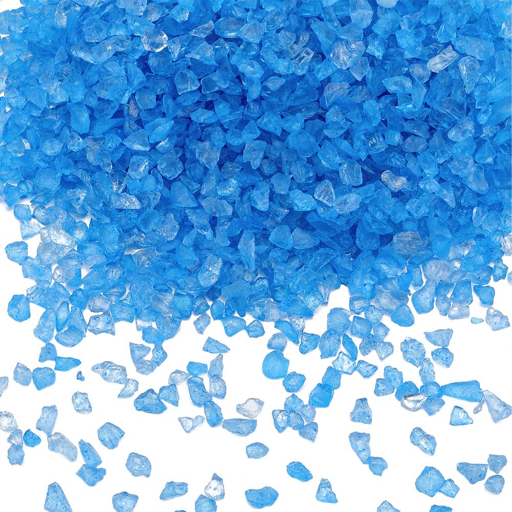 SUNNYCLUE 1 Box 200g Blue Broken Glass Chips Crushed Glass Bulk Resin Art Small Chunky Flakes Sequins Irregular Crystal Pieces for Nail Arts DIY Vase Filler jewellery Making Craft Decoration Supplies