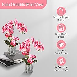 Wenhuidr Red Pink Fake Orchids Flowers in Pot